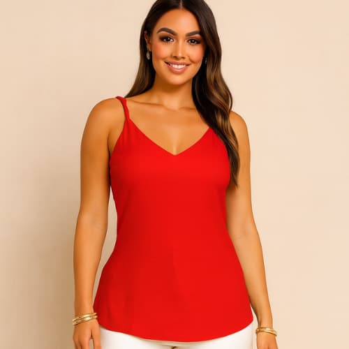 Blusa Feminina Regata Alças Finas Decote em V Elegante Casual Costas Abertas Com Decote de Borboleta