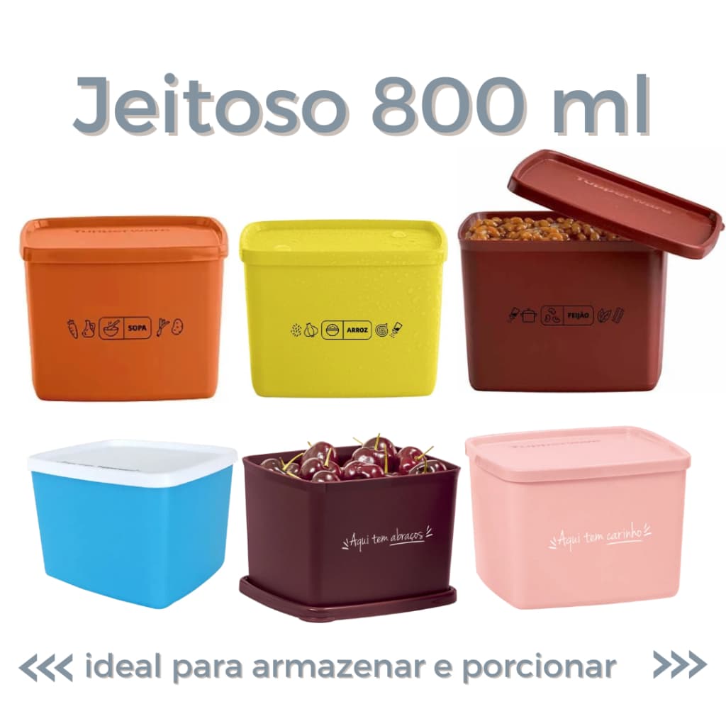 Jeitoso Tupperware 800ml Pote Hermético variados original jeitosinho guardar comida congelar armazenar vasilha tapaué