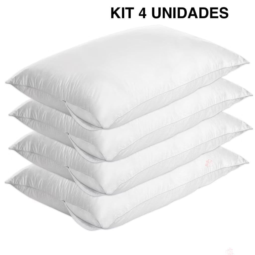 Kit 4/2 Capas IMPERMEÁVEL Protetoras de Travesseiro BRANCA/AZUL/BEGE Fronha c/ Zíper Antiácaro 49X69CM