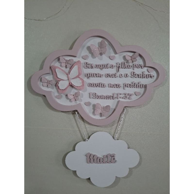 nicho nuvem porta maternidade personalizada borboleta