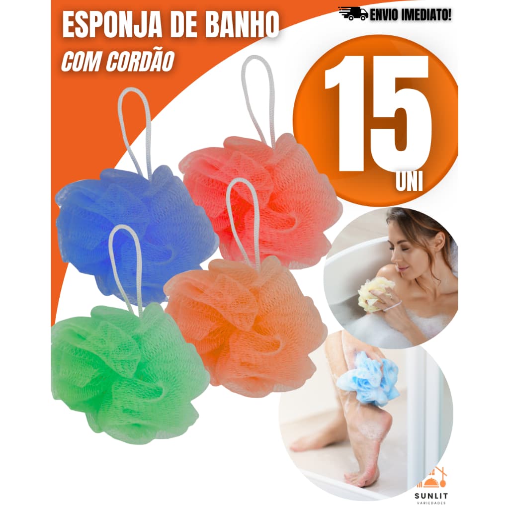 Esponja Para Banho Macia Com Cordão Limpeza Espuma Cremosa Produto Prático E Essencial seu banho