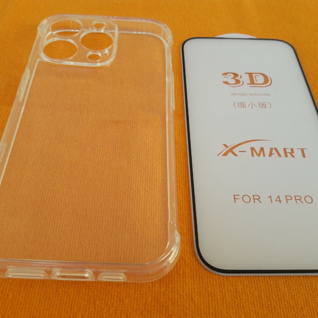 Kit Capa Anti Impacto Iphone 14 Pro + Película Vidro 3D Temperado Proteção Completa Capa Case Capinha