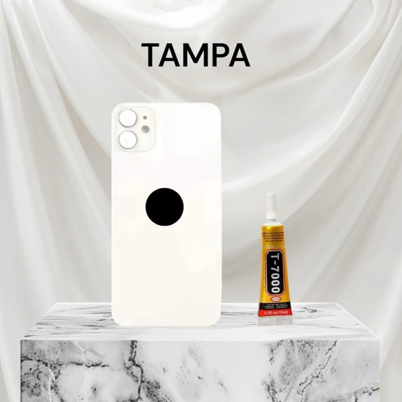 Tampa Vidro Traseira Compatível Com iPhone 11 branco + Cola 15 Ml