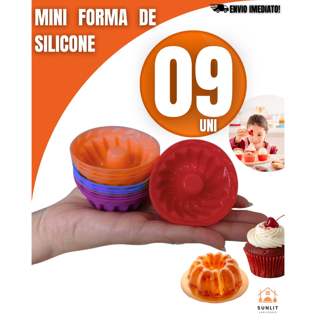Kit Formas De Silicone Para Cupcake Muffins E Gelatinas Utensílio Multiuso Resistente Na Cozinha