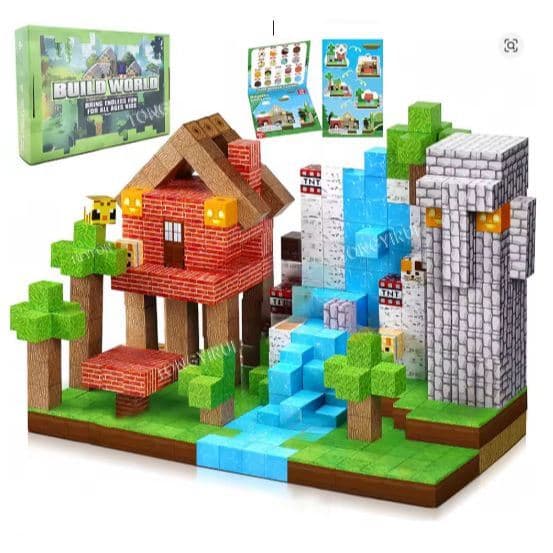 100 pçs Blocos de construção Magnéticos brinquedo construir meu mundo - conj de construção haste sensorial educacional