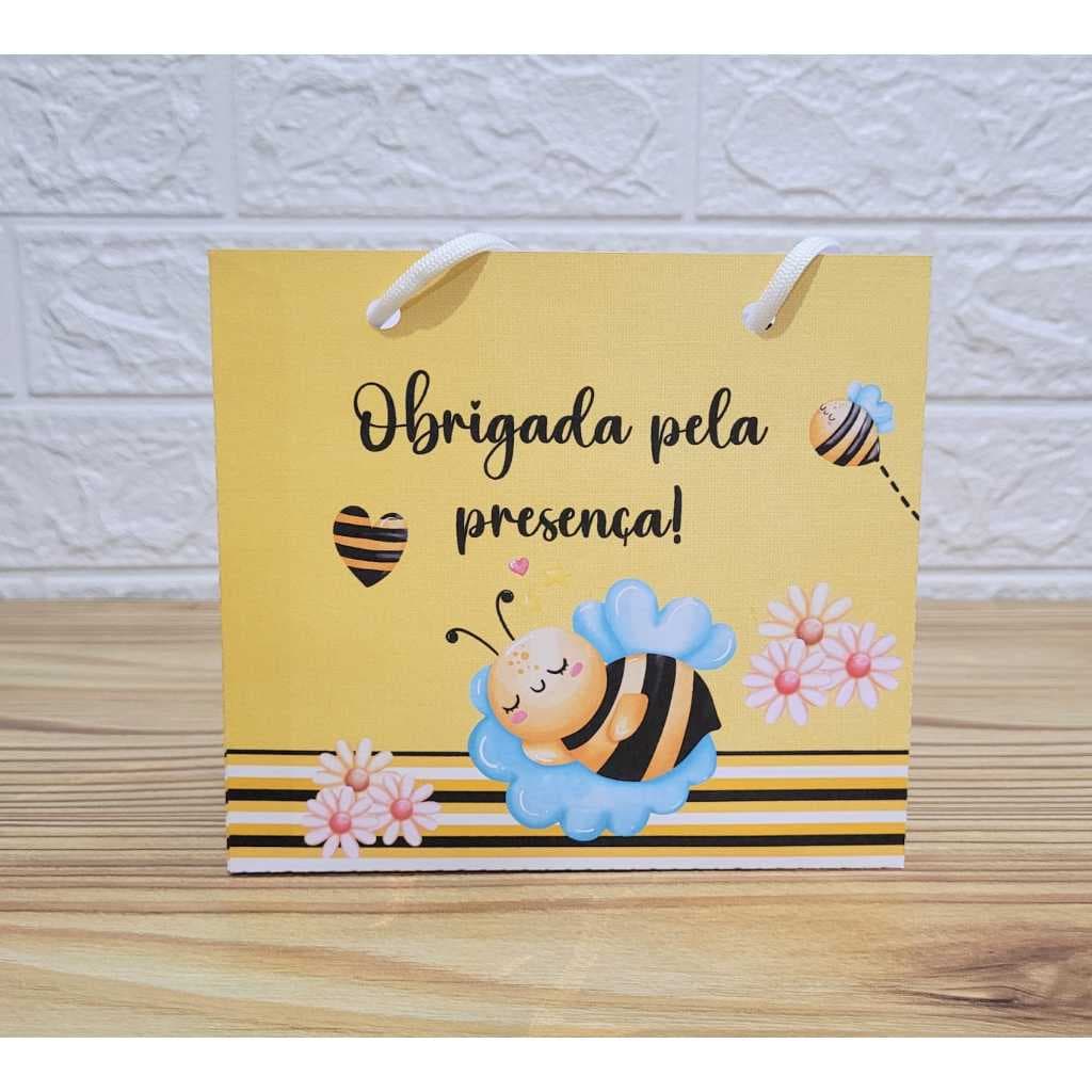 Sacola Personalizada Abelhinha 14x15,5  Lembrancinha Festa Infantil.
