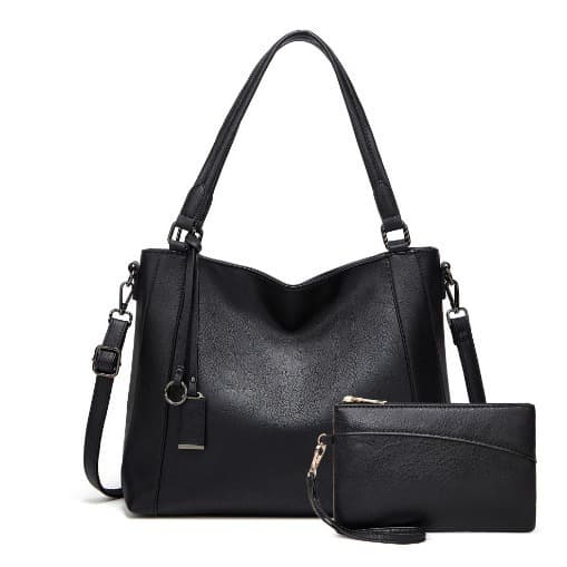Bolsa feminina de couro sintético macio de 2 peças, bolsa feminina + carteira, bolsa tote, bolsa de ombro, bolsa crossbo