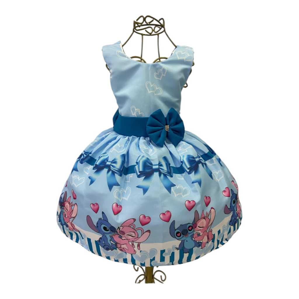 Vestido Infantil Temático Lillo e Stich Aniversários e Festas.
