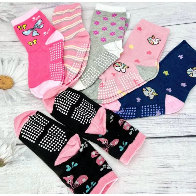 Kit 3,6, 9, 12 Pares de Meia Infantil Antiderrapante Menino/Menina