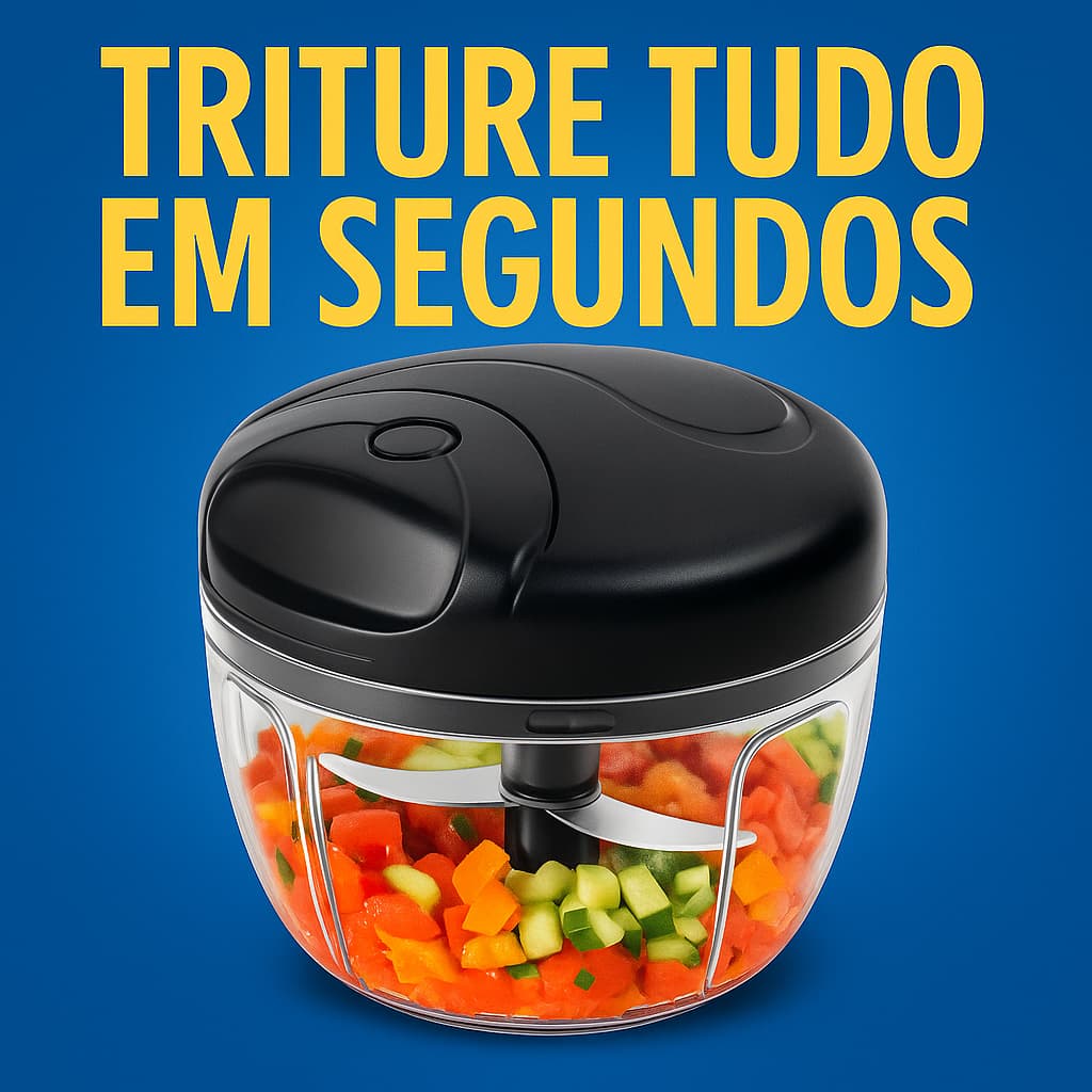 Triturador Manual de Alimentos 3 Lâminas 500ml – Praticidade, Rapidez e Zero Bagunça!
