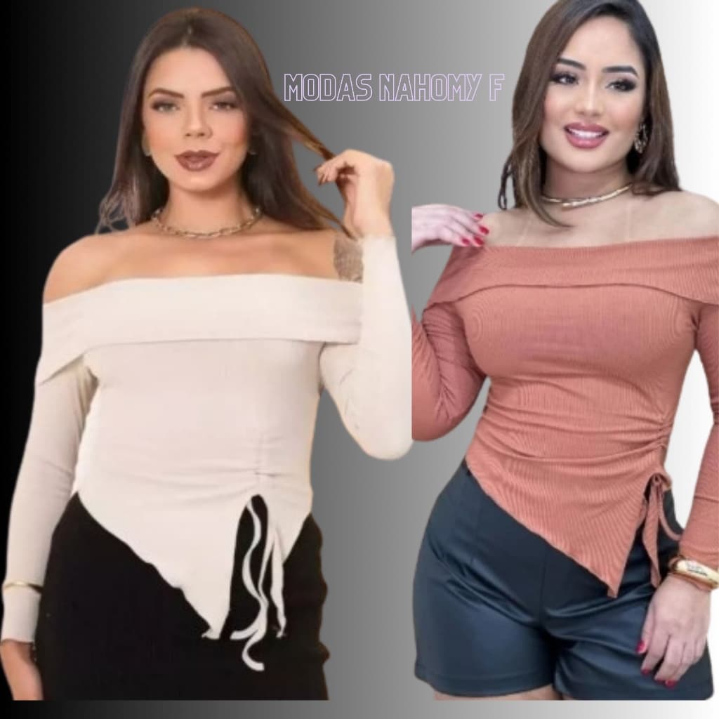 kit do 2 piesas Blusa Tomara que caia manga longa verao