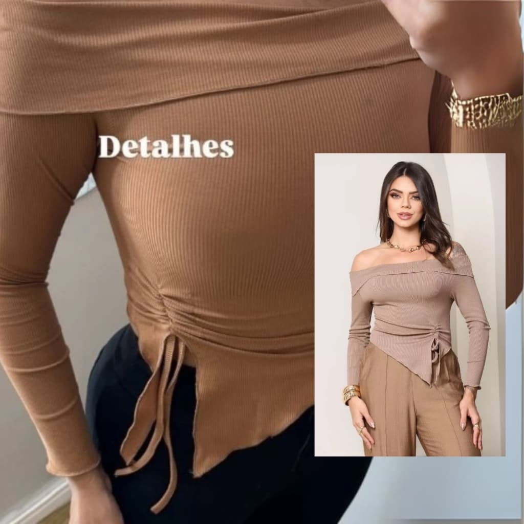 KIT do 2 piezas Blusa Tomara que caia manga longa verao