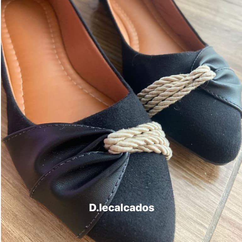 Sapatilha Feminina Bico Fino Cordão Sapatilha Elegante Casual Tamanho Especial 41 42 43 44