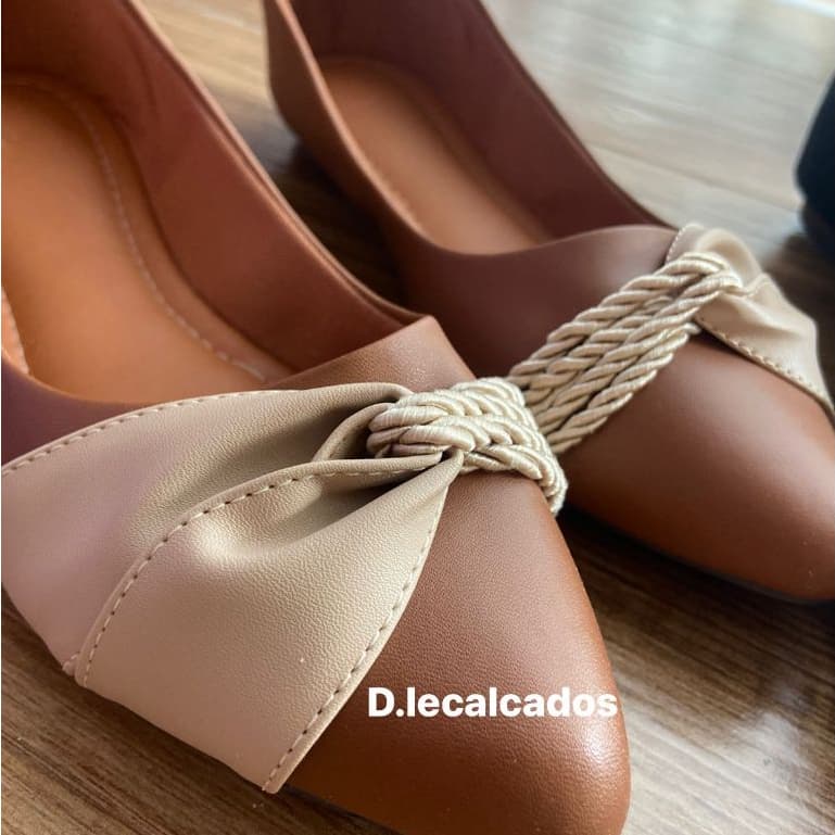 Sapatilha Feminina Cordão Elegante  Confortável Sapatilha Cor Caramelo Sapatilha Casual