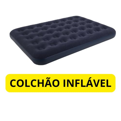 Colchão Inflável Liso Casal - Azul em PVC resistente e durável
