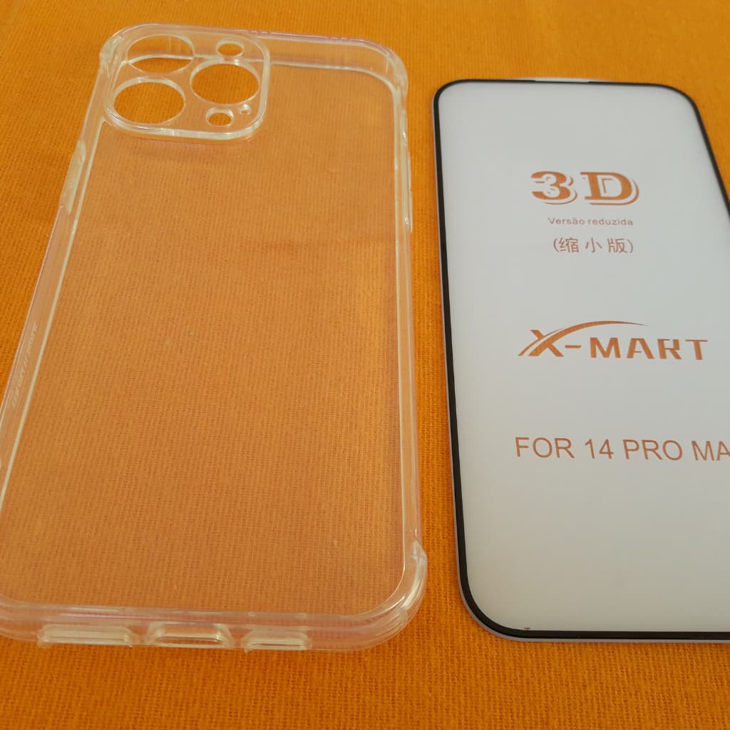 Kit Capa Anti Impacto Iphone 14 Pro Max + Película Vidro 3D Temperado Proteção Completa Capa Case Capinha