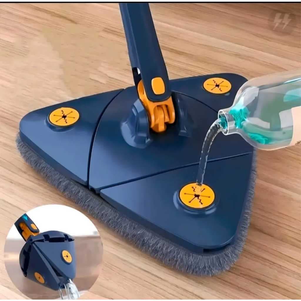 Esfregão rodo Triangulo Ajustável Giratória 360° Mop Limpeza Banheiro Chão Janela Teto