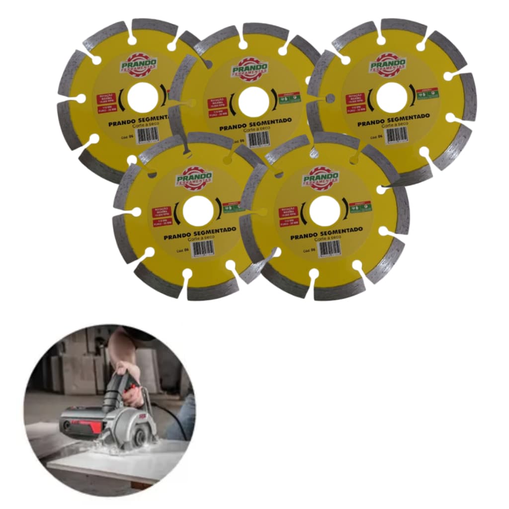 Kit 5 Disco Corte Segmentado 110mm Porcelanato E Mármore