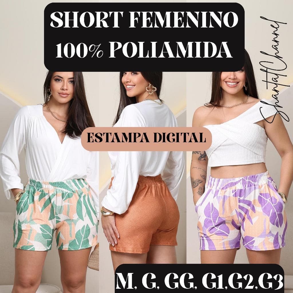 Short Feminino Poliamida Com Bolso ENVIO IMEDIATO