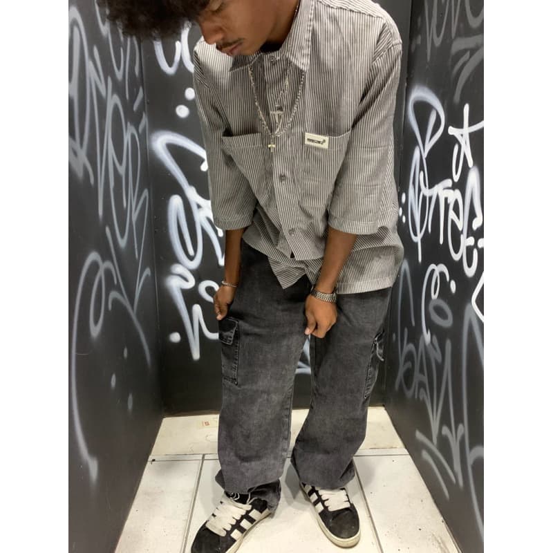 calça cargo estonada corte streetwear baggy balao corte reto
