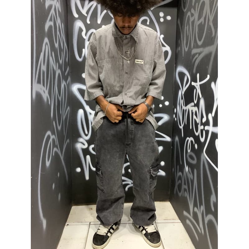 calça cargo estonada corte streetwear baggy balao corte reto