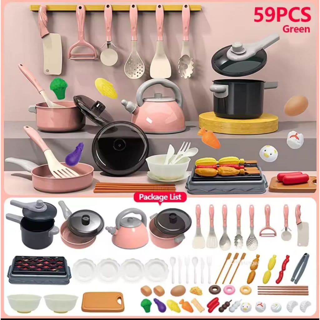 Kit Cozinha e Comidinhas infantil brinquedos 59pçs