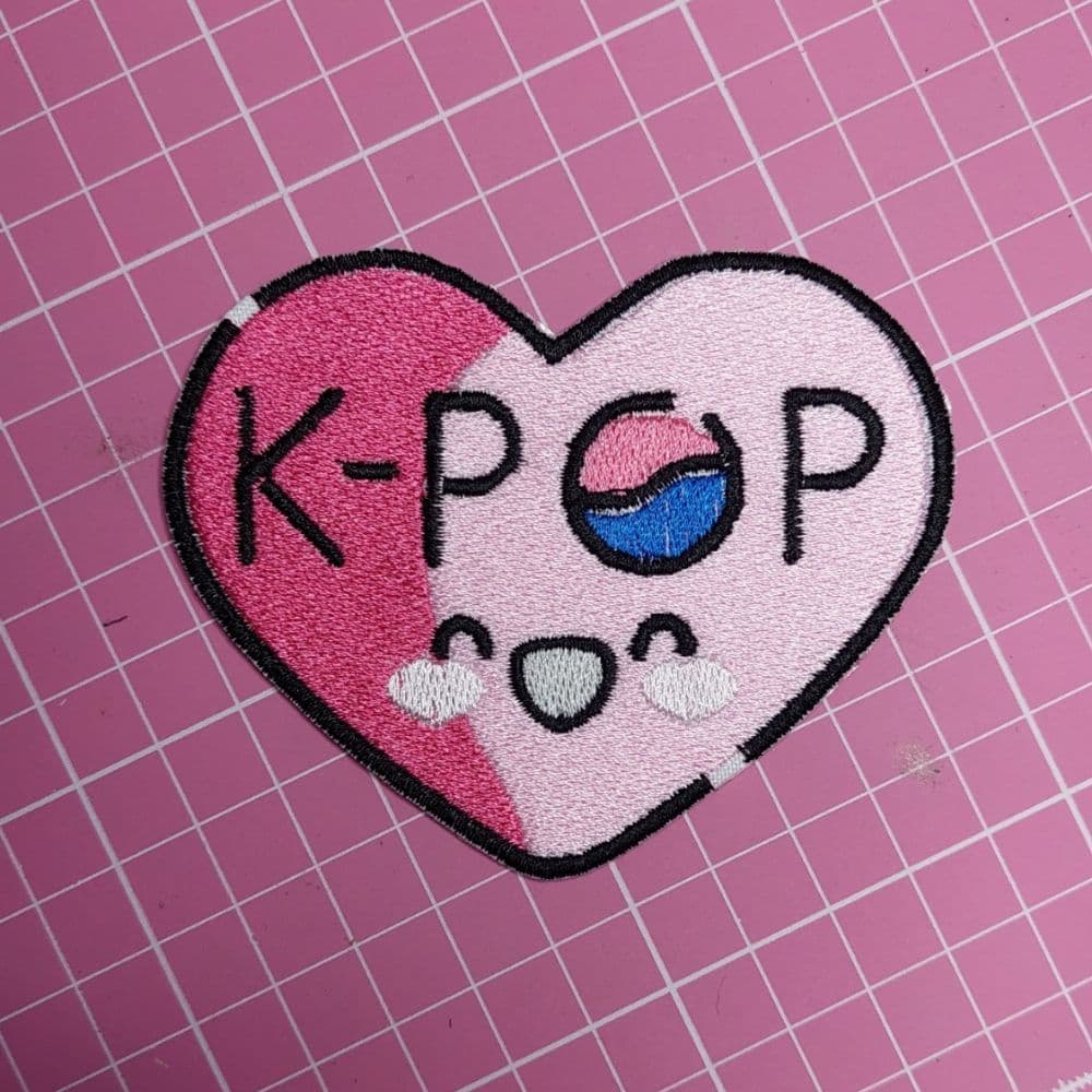 Patch aplique bordado ilove kpop Heart Termocolante