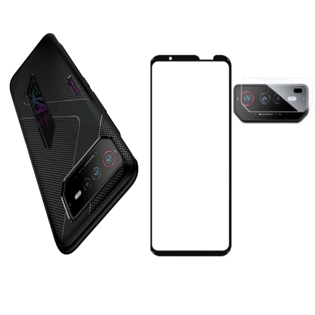 Kit Para Rog Phone 6 Case Slim Tpu+  Película 3d Premium Vidro Case Rog Phone e Pel Câmera  rog6