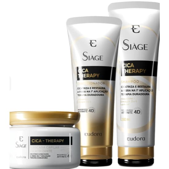 Shampoo, Condicionador, Máscara Capilar e Leave-in da Cica-Therapy Siàge, Eudora.