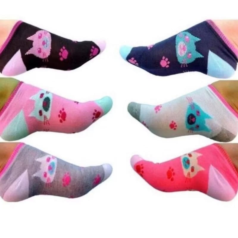Kit com 03 pares de meia feminina soquete 35-40 nas cores e estampas mistas conforme estoque - Lindas Meias