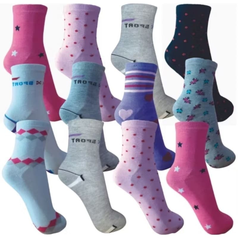 Kit com 03 pares de meia feminina cano alto 35-40 nas cores e estampas mistas conforme estoque - Lindas Meias