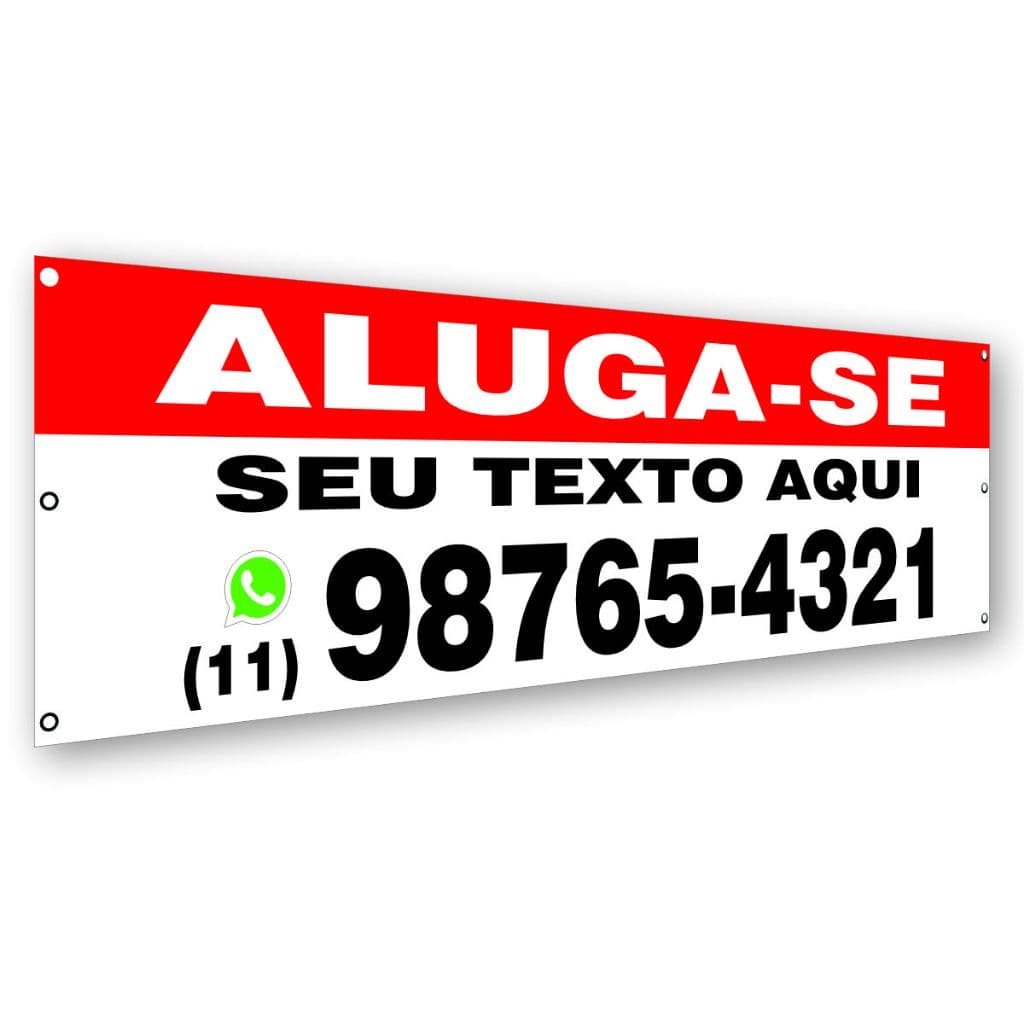 Faixa em Lona Vende-se e Aluga-se PERSONALIZADA c/ Telefone e Texto - Imóvel, Casa, Prédio, Terreno