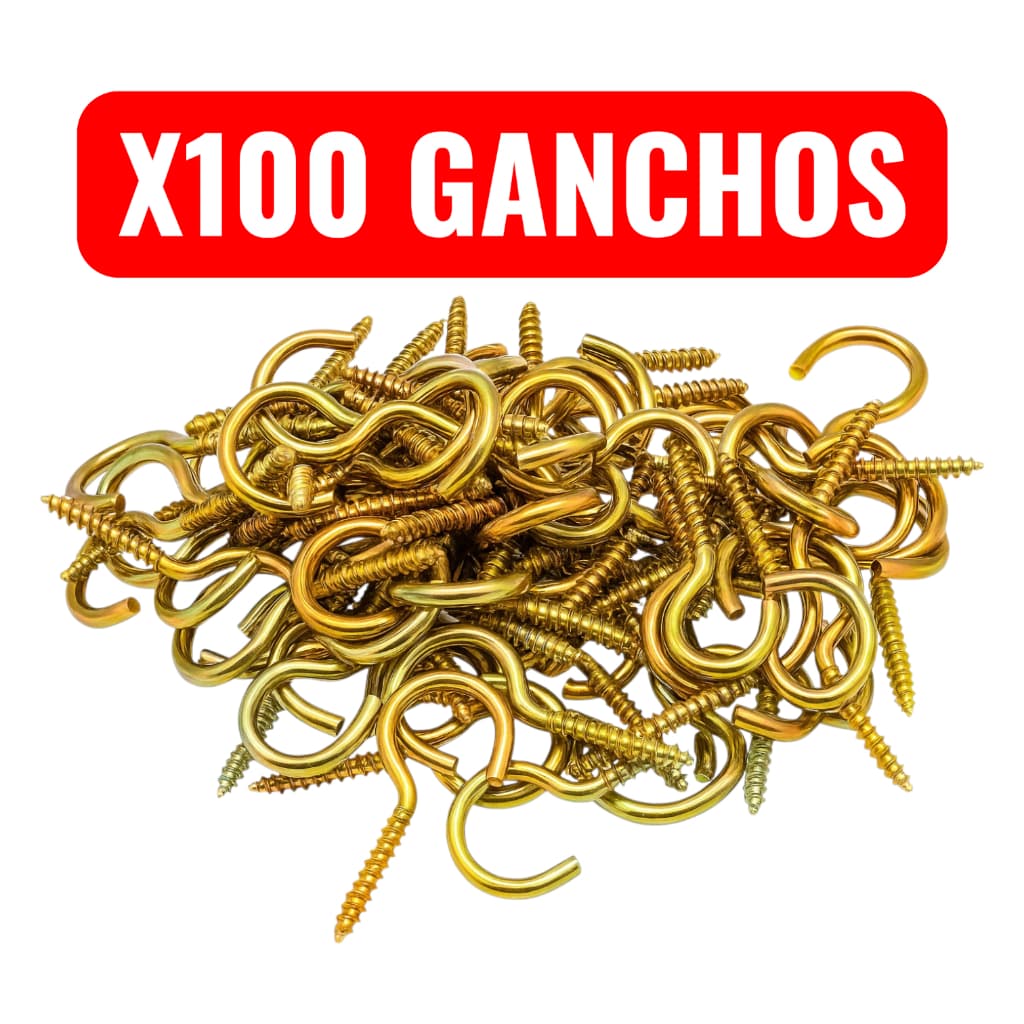 Gancho com Rosca 15x30mm Bicromatizado para Madeira – Alta Qualidade em Kit com 100 Unidades