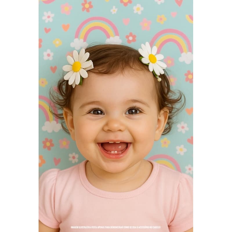 Par de laços Margarida no bico de pato para bebês e meninas aniversário Margarida