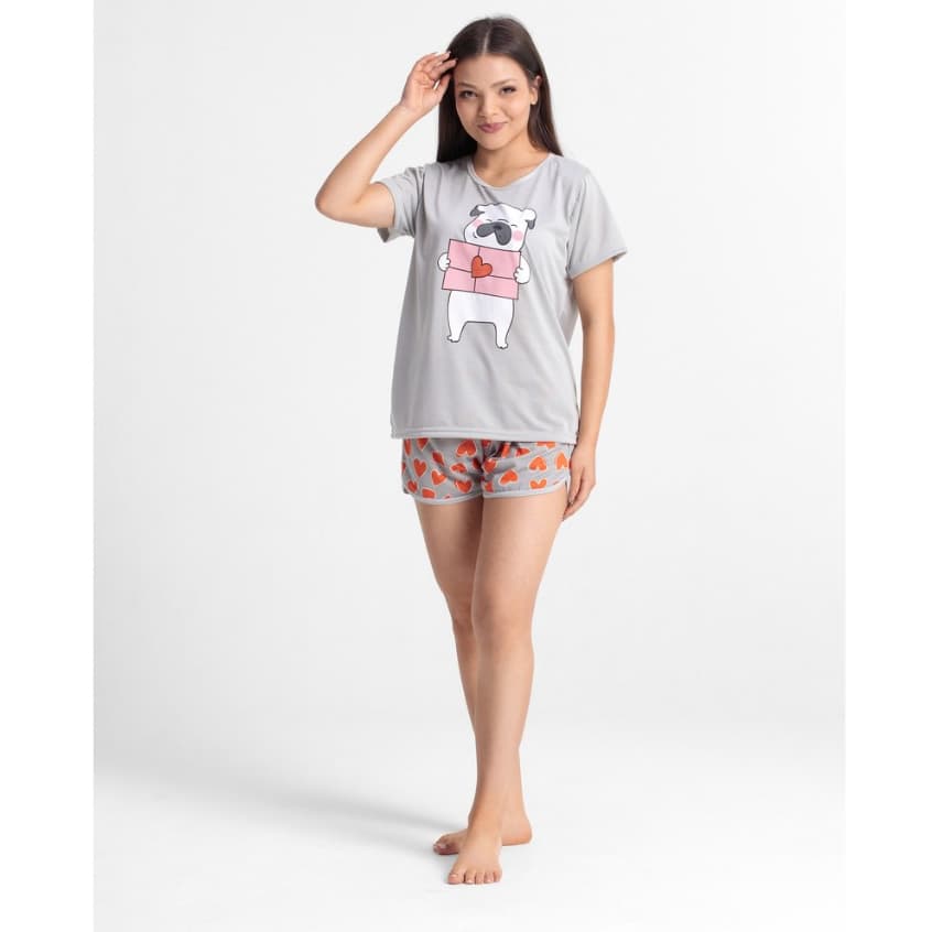 Pijama Feminino Adulto Short E Camiseta Cores Estampados