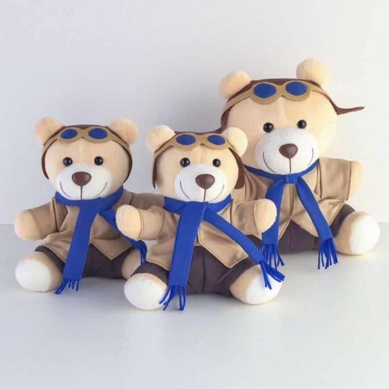 Trio De Urso Pelúcia Urso Aviador Trio De Ursos Para Nichos Decoração E Presentes Brinquedo Infantil
