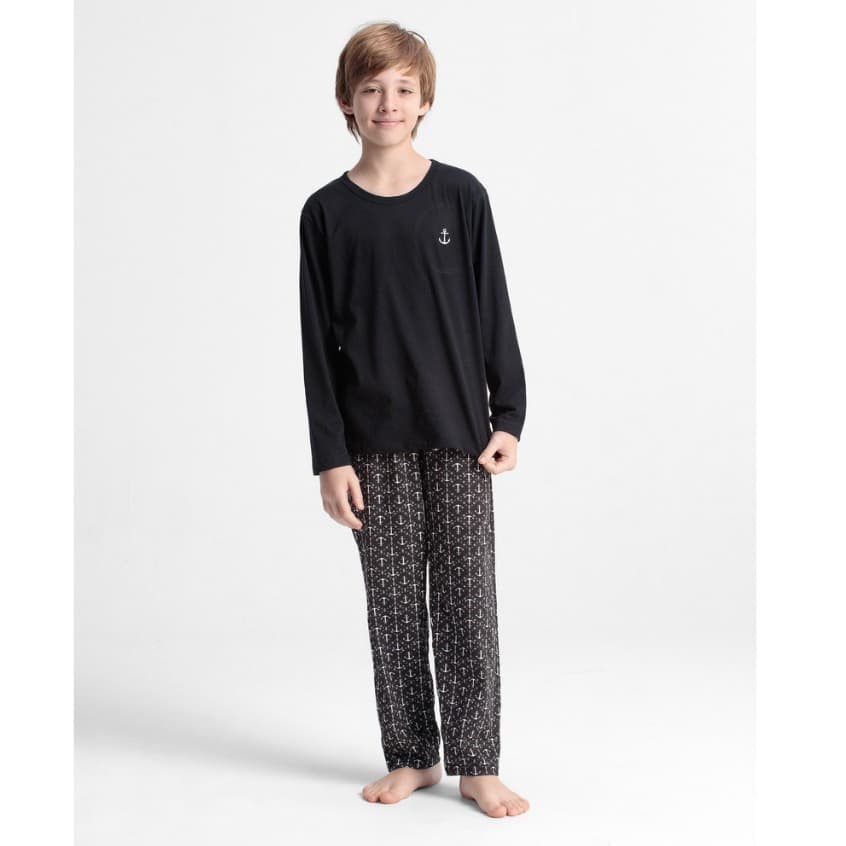 Pijama Juvenil Masculino Longo Estampados 100% Algodão