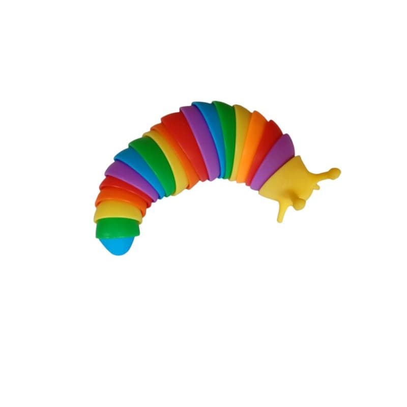 Brinquedo sensorial lagarta e lagosta colorida articulada com led infantil