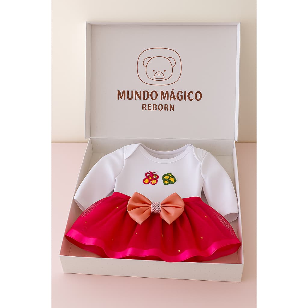 Body Bebê Mesversário / Saia Tule / Laço rosa / Borboletas Fantasia Premium