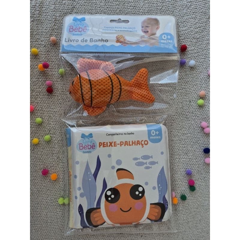 Livro de Banho Infantil com Brinquedo Interativo | Peixe | Presente | 6m+