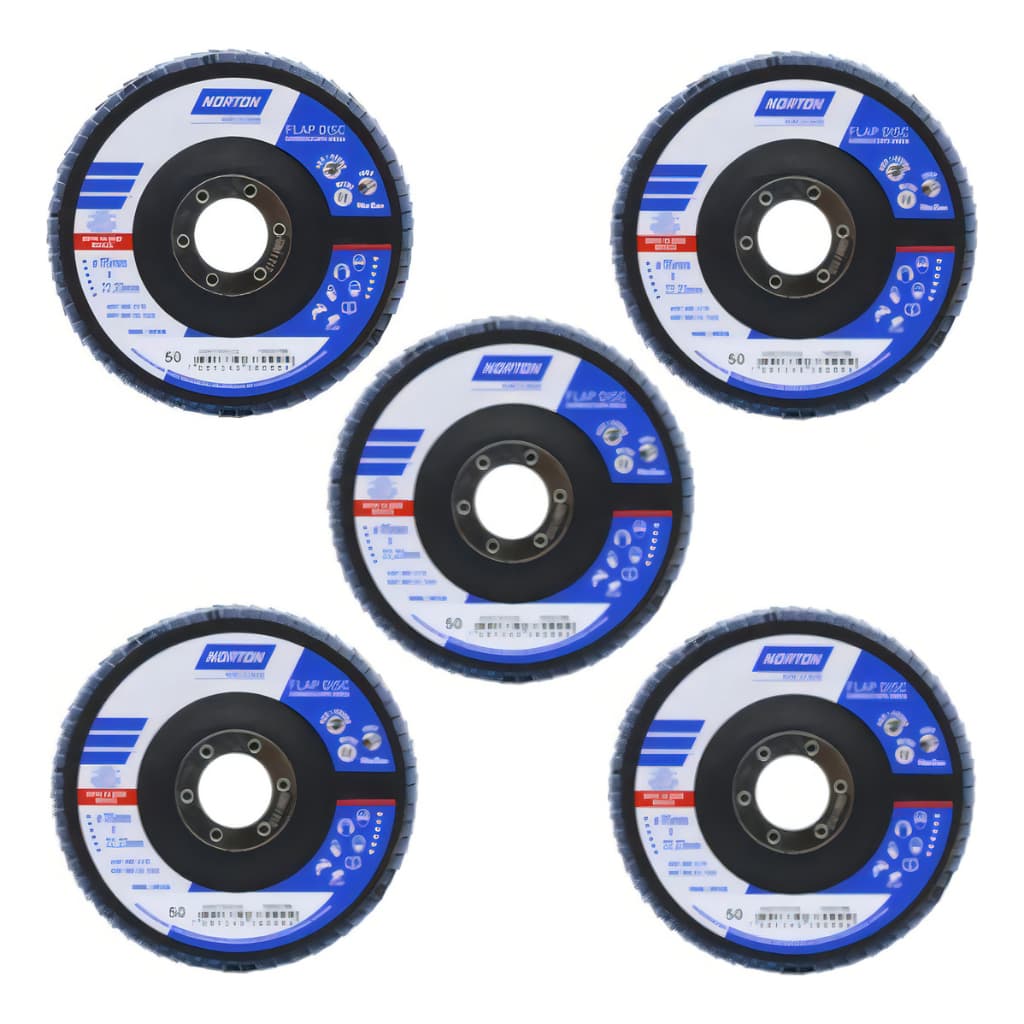 Kit 5 Discos Flap Norton R 822 Fibra 4.1/2'' Grão 50 Cor Preto