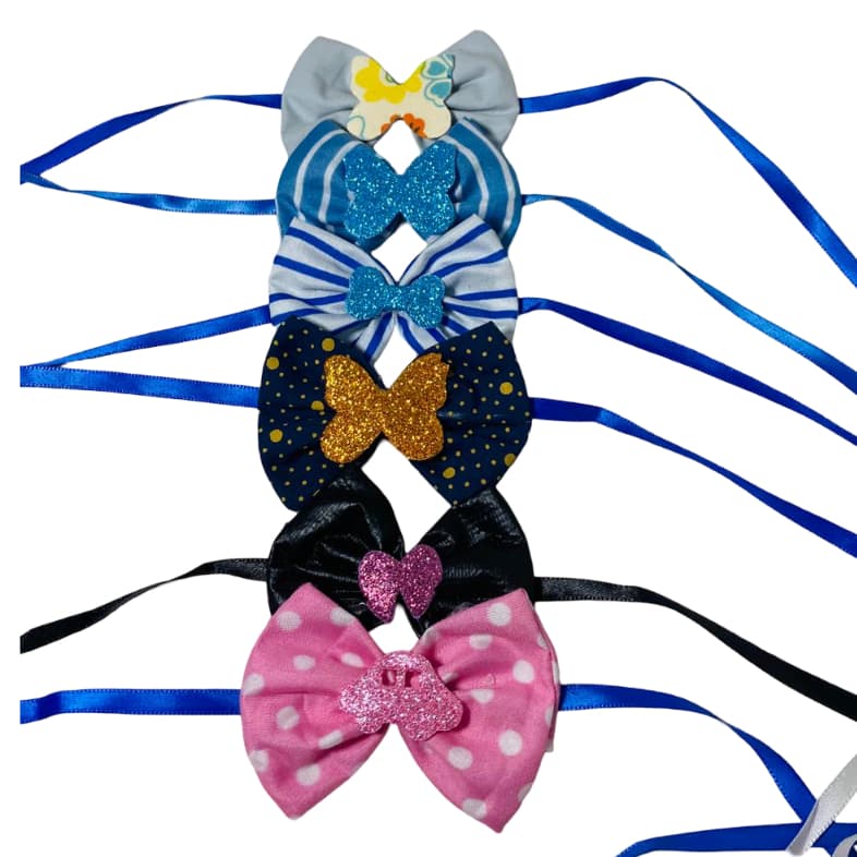 Gravata Borboleta para Pets de Tecido  Cores Sortidas  Para Macho e Fêmea  Estilosa e Confortável