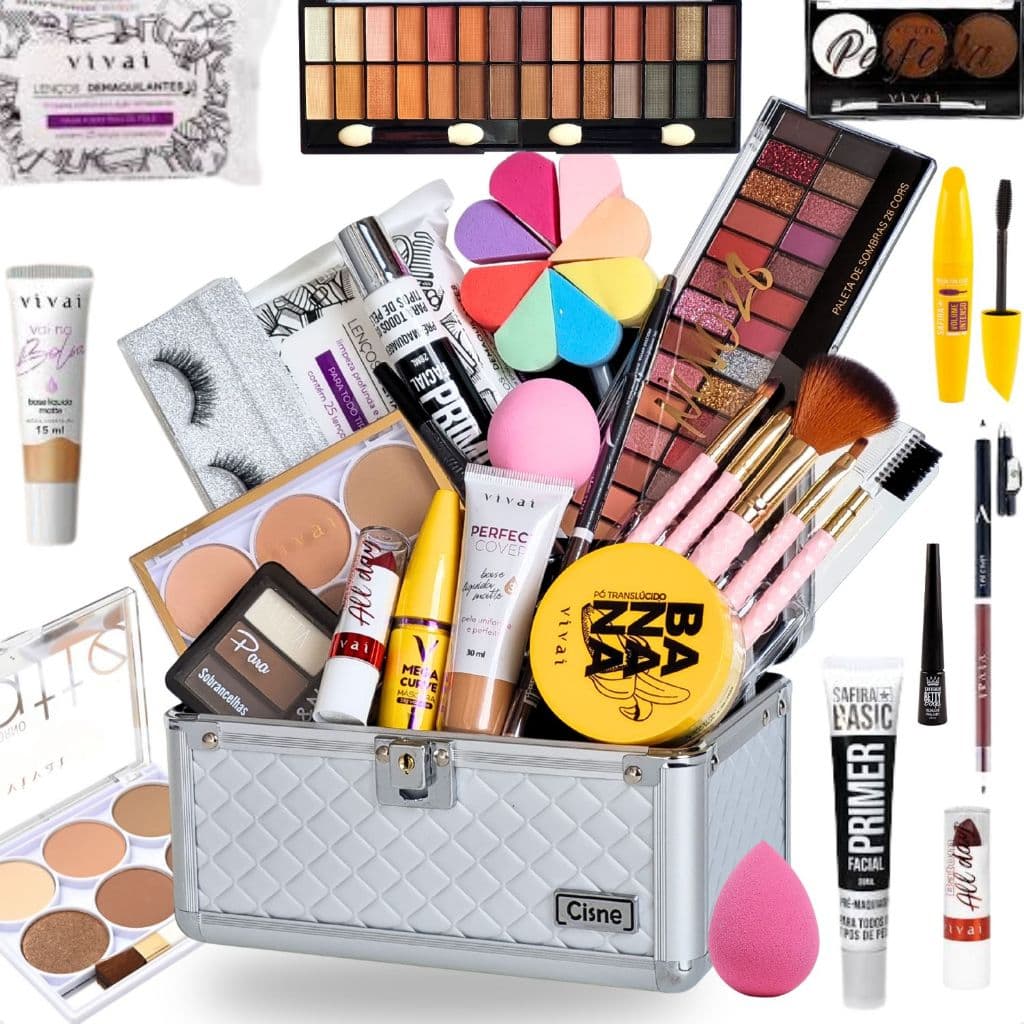 Maleta De Maquiagem Profissional Completa Grande Melhores Marcas do Mercado Rubys Varias divisórias Paleta 28  sombras