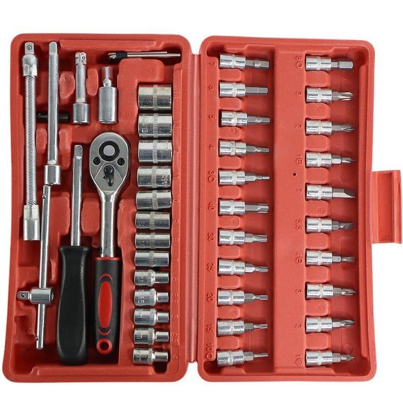 Jogo de Chaves e Soquetes 46 Peças com Maleta – Kit de Ferramentas Completo