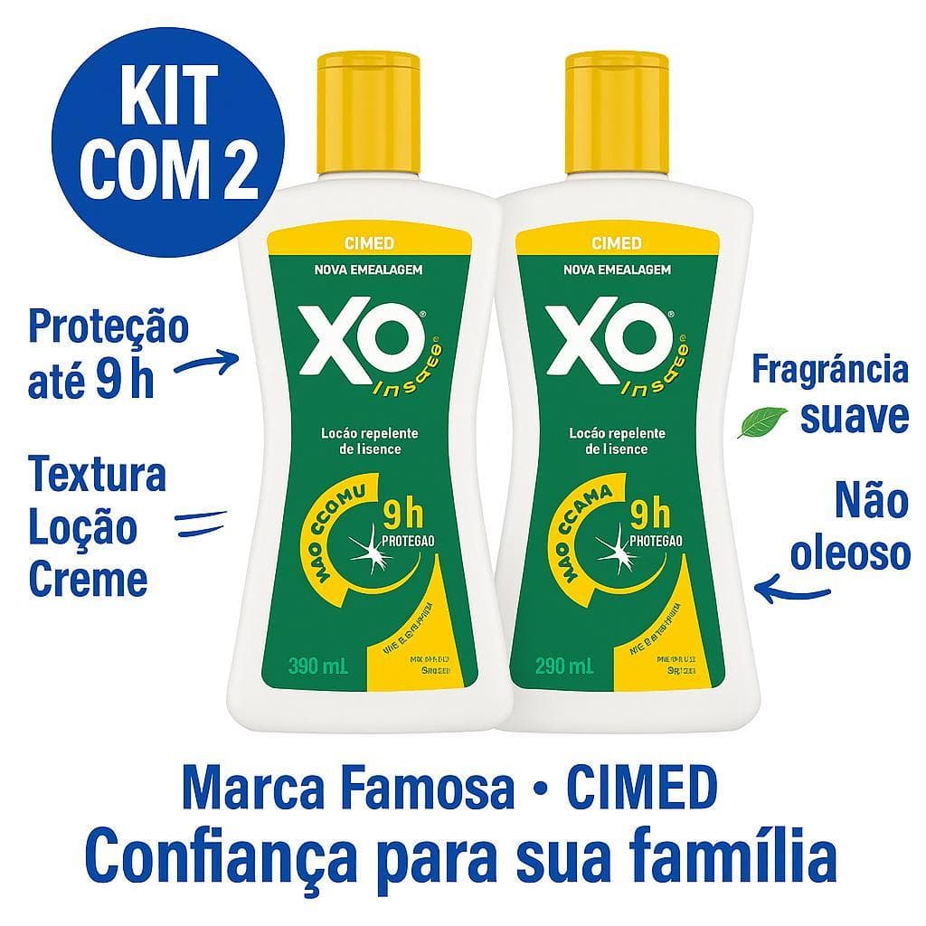 Kit C/ 2 Xô Inseto Loção Repelente Creme Cimed 9H de Proteção contra mosquito