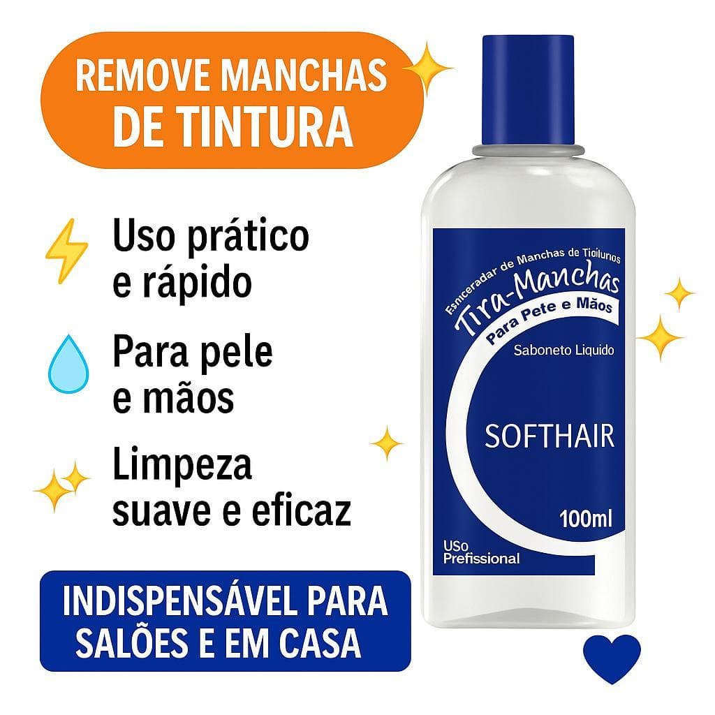 Tira manchas Soft hair lìquido 100ml removedor de tinturas e henna Sabonete Liquido