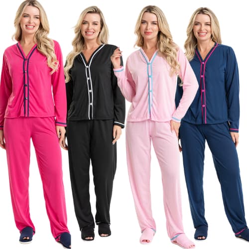 Kit 4 Conjuntos Pijama Longo Americano Feminino – Frio