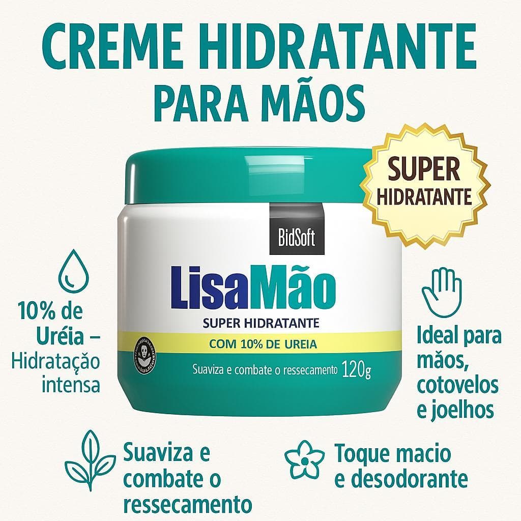 creme hidratante  amolecedor de cuticulas Lisa mão hidratante bio soft 120g com ureia 10%