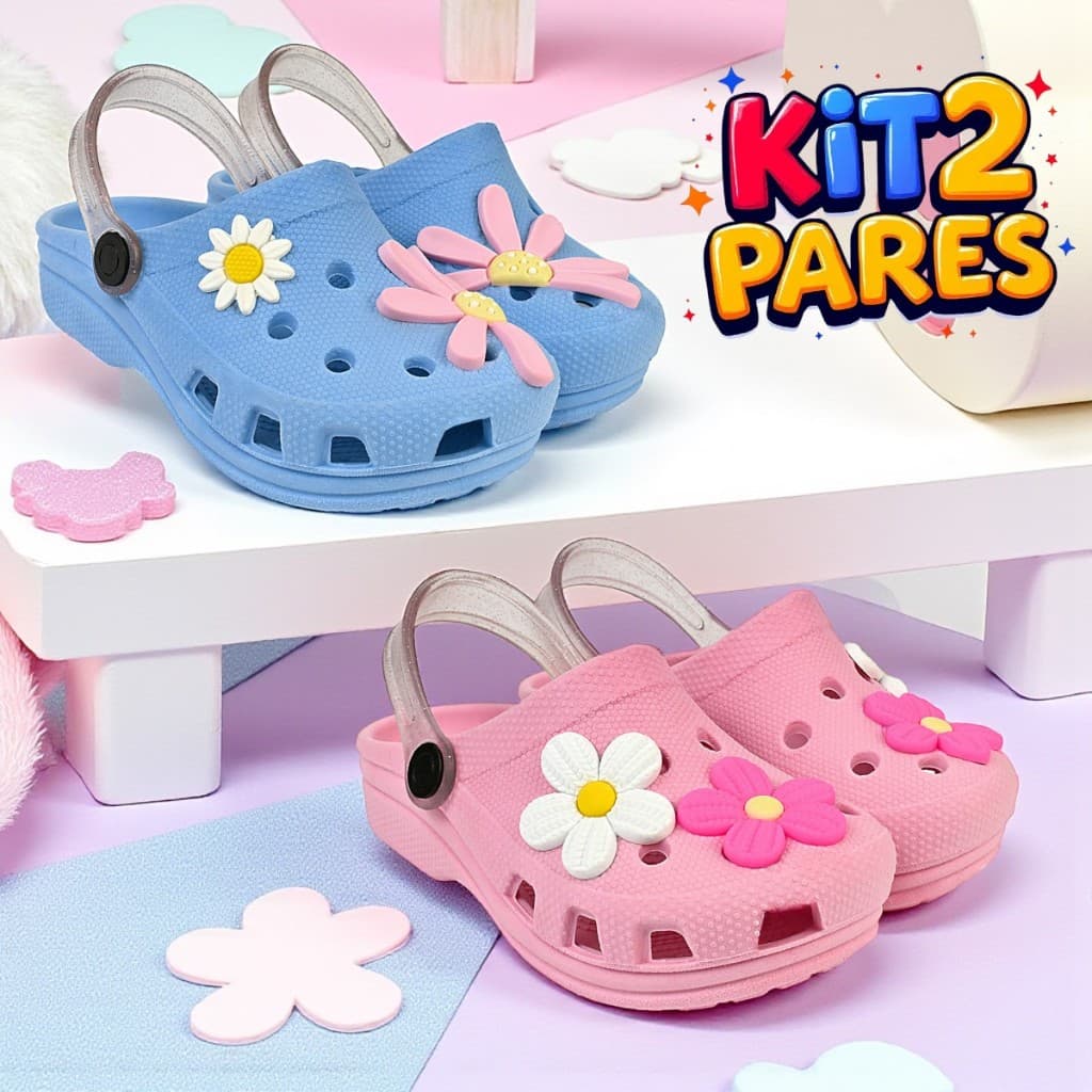Kit 2 Pares Sandália Babuche Infantil Meninas Confortável