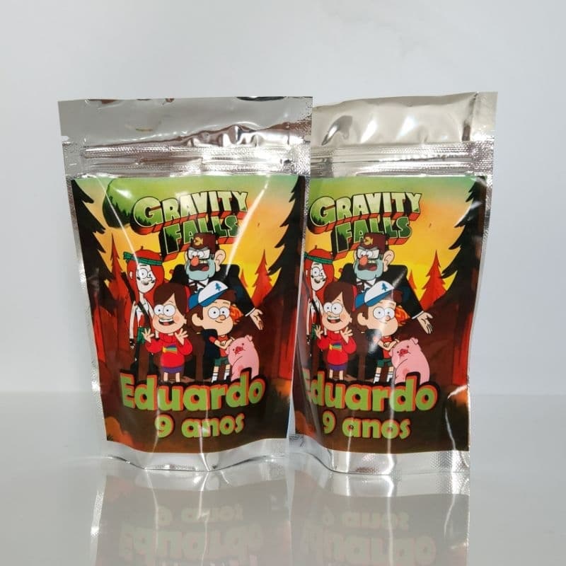 SAQUINHO METALIZADO GRAVITY FALLS LEMBRANCINHA PERSONALIZADA PARA FESTA INFANTIL ANIVERSÁRIO
